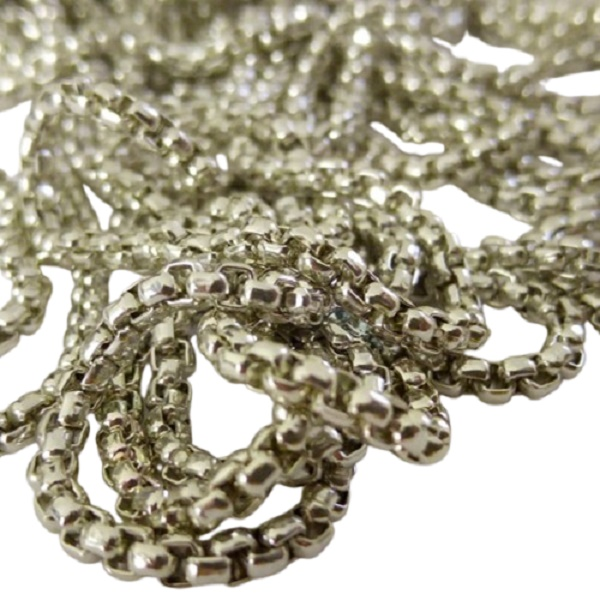 corrente veneziana para montar bijuteria em alum�nio 1,5mm prata n�quel 5 metros