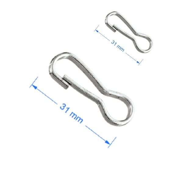 fecho mosquet�o gancho 31mm ferro n�quel. 200 pe�as.