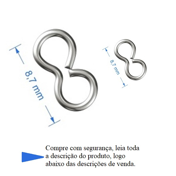 argola elo oitinho para montagem 8,7mm fio 0,90mm lat�o n�quel 40 pe�as