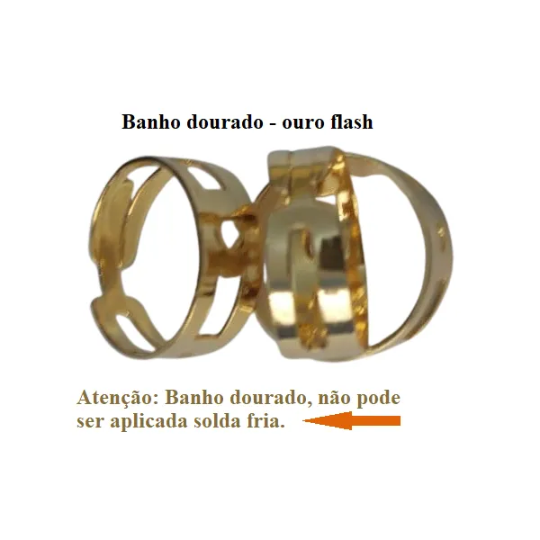 pe�a base para montagem de anel base recortada com furo lat�o dourado 20 pe�as