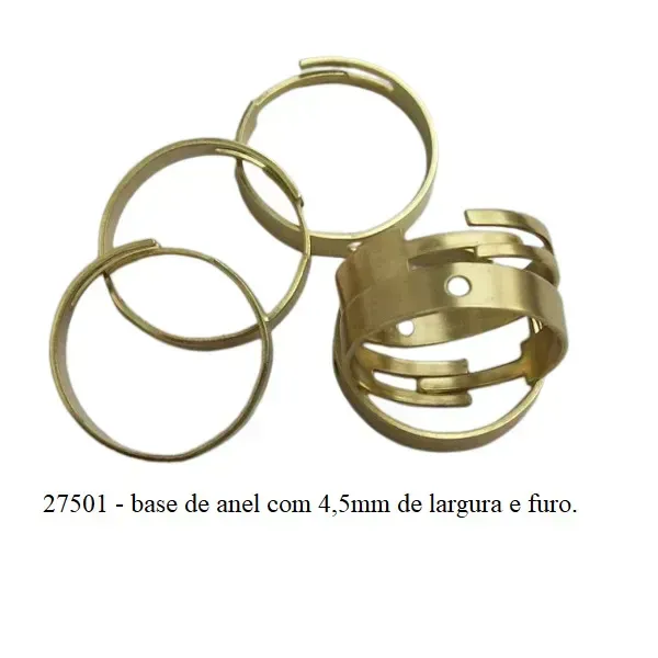 base de anel em lat�o bruto 4,5mm largura aro ajust�vel 1 furo lat�o bruto 50 pe�as - 7501