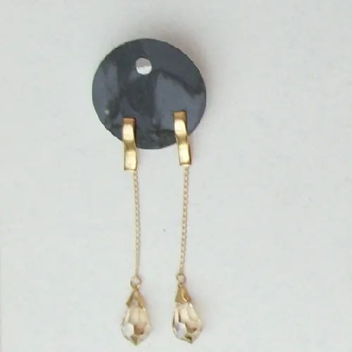 brinco cristal preciosa gota 20X12mm honney mel corrente grum� 50mm estampa ondulada. 1 par