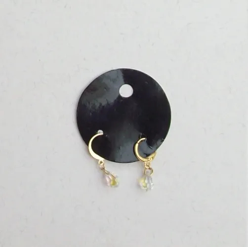 brinco cristal preciosa gota 6x10mm cristal ab argola fecho tranqueta dourada  11mm. 1 Par