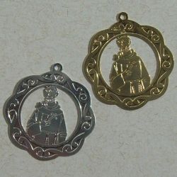 estamparias em metal bijuterias 1420 medalha s�o francisco de assis red. 25mm 2 pe�as prata/dourada