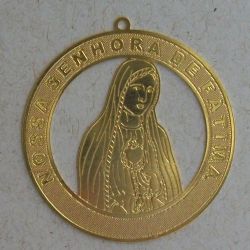 estamparia em metal bijuterias 1078 medalhinha cat�lica Nossa Senhora de F�tima 34mm dourado 2 pe�as