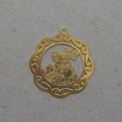 estamparia em metal bijuterias 1425 medalhinha cat�lica S�o Jorge 25mm dourado prata 02 pe�as