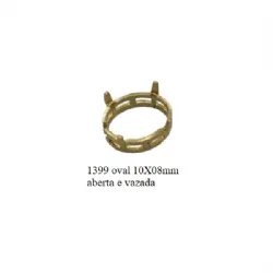 caixa galeria para pedra zirc�nia oval 8X10mm profundidade 4mm aberta e vazada lat�o bruto 52 pe�as