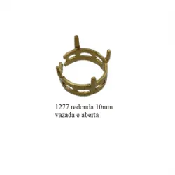 caixa galeria para pedra zirc�nia redonda 10mm aberta vazada lat�o bruto 50 pe�as