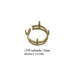 caixa galeria para pedra zirc�nia redonda 12mm profundidade 4mm aberta vazada lat�o bruto 50 pe�as