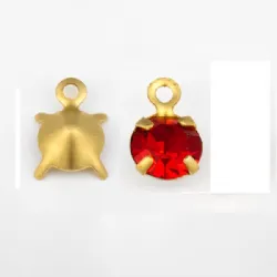 caixa de metal para strass redonda 5mm SS20 c�ncava funilada com argola 16 pe�as