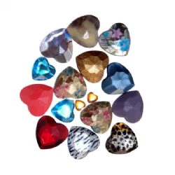 pedra caboch�o sem furos cora��o formato medida e cores sortidas 15 pe�as