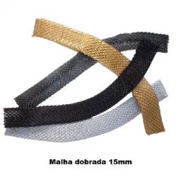 malha metal bijuteria confec��o dobrada 15mm 4 tiras de 15cm cada cores fum� dourado prata preto