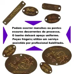 etiqueta placa metal personalizada 0,4mm espessura c/furo lat�o bruto envio 20 dias �teis