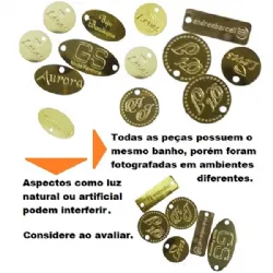 etiqueta placa metal personalizada 0,4mm espessura c/furo lat�o banho dourado envio 20 dias �teis