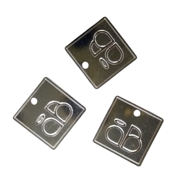 etiqueta placa metal personalizada 0,4mm espessura c/furo inox polido pacote envio 20 dias �teis