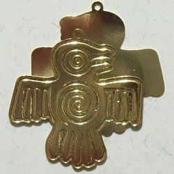 pingente estampa de bichos ave asteca 35mm dourado. 02 pe�as.