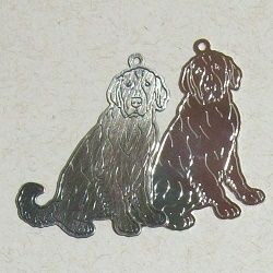 pingente estampa de bichos c�o labrador retrivier 35x30mm dourado 02 pe�as com contra argola