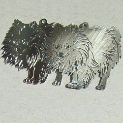 pingente estampa de bichos c�o spitz alem�o 37x30mm 2 pe�as 1 prata 1 prata velha escovado