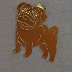 pingente estampa de bichos c�o pug dourado 32X28mm 2 pe�as sem argola