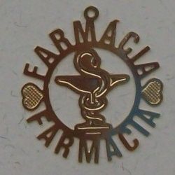 pingente de profiss�es farm�cia 28mm dourado 02 pe�as