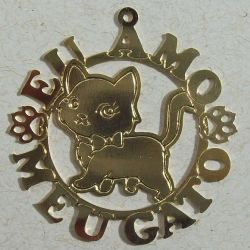 pingente estampa de bichos mandala eu amo meu gato 35mm dourado 01 pe�a