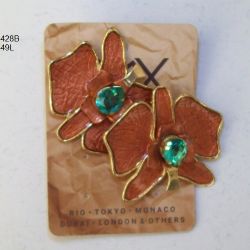 Brinco esmaltado borboleta 40X35mm top�zio e dourado 1 Par