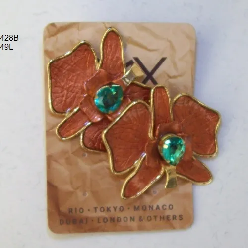 Brinco esmaltado borboleta 40X35mm top�zio e dourado 1 Par