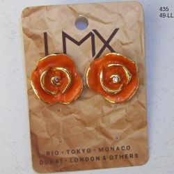 Brinco esmaltado flor 20mm top�zio leitoso  e dourado miolo strass cristal AB 1 Par