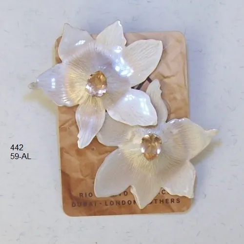 Brinco esmaltado flor 50mm salm�o miolo gota light 1 par