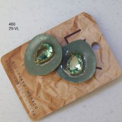 Brinco esmaltado folha 30X28mm silver miolo gota green 1Par