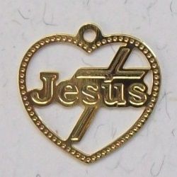 estamparia em metal bijuterias 0486 pingente evang�lico cora��o vazado Jesus 16mm dourado 10 pe�as