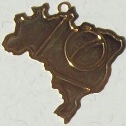 estamparia em metal bijuterias 0767 pingente mapa brasil com bandeira resina 28X18mm dourado 10 p�s