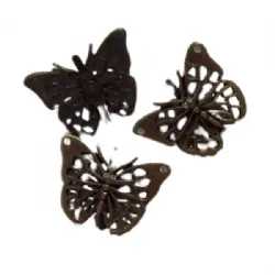 aplique strass cabedal fivela passante borboleta 40X30mm sem strass ouro velho. 2 pe�as