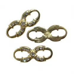 aplique strass cabedal fivela passante oval duplo 51X21mm sem strass dourado 2 pe�as