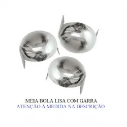 aplique spike para confec��o com garra cravar 9,5mm ferro n�quel meia bola lisa 120 pe�as.