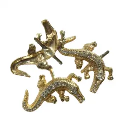 aplique strass cabedal fivela passante lagartixa 58X30mm sem strass dourado 2 pe�as