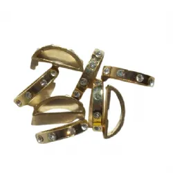 aplique strass cabedal fivela passante passante meia lua 23x08mm sem strass dourado 2 pe�as