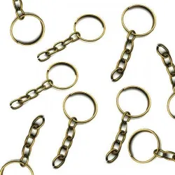argola chaveiro com corrente 1 volta 21mm interno ferro ouro velho 200 pe�as