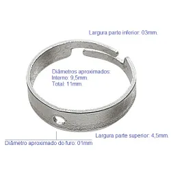 pe�a base para montagem de anel infantil 11x9,5mm 1 furo em lat�o n�quel 100 pe�as