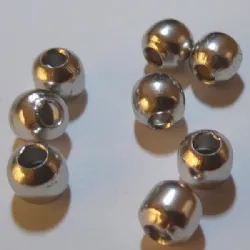 bolinha entremeio ponteira com furo lisa 7mm compr x 6 largura x 2,5mm furo alum�nio n�quel 200 p�s