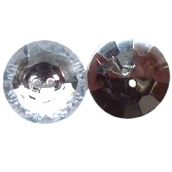 bot�o strass cristal redondo 10mm em acr�lico  2 furos centrais e base semi plana. 100 unidades.