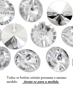 bot�o acr�lico capiton� cabeceira redondo 11mm cristal furo passante 100 pe�as
