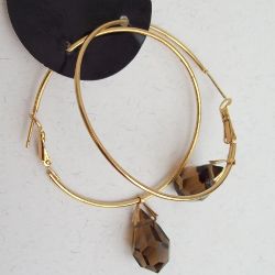 brinco cristal preciosa gota 12x20mm smok top�zio argola 55mm dourada trava com pino. 1par