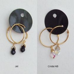 brinco cristal preciosa gota 9x15mm cristal ab argola 35mm dourada trava pino. 1 par