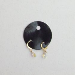 brinco cristal preciosa gota 6x10mm cristal ab argola fecho tranqueta dourada  11mm. 1 Par