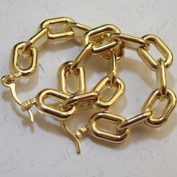 brinco em abs argola corrente r�gida 35x7mm dourado com fecho tranqueta. 1 par