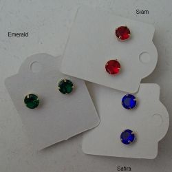 brinco zirc�nia redondo 8mm azul safira com metais dourados, pino e tarraxa. 1 pe�a