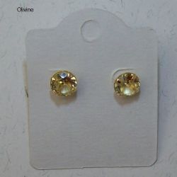 brinco zirc�nia redondo 5mm olivine com metais dourados, pino e tarraxa. 1 pe�a