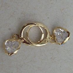 brinco zirc�nia cora��o 5mm cristal com metais dourados, argola press�o tranqueta. 1 pe�a