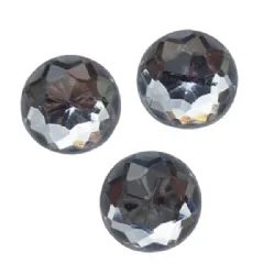 pedra caboch�o sem furos redondo 12mm facetada breol�, base reta, cor 10 cristal. Pcte 50 pe�as